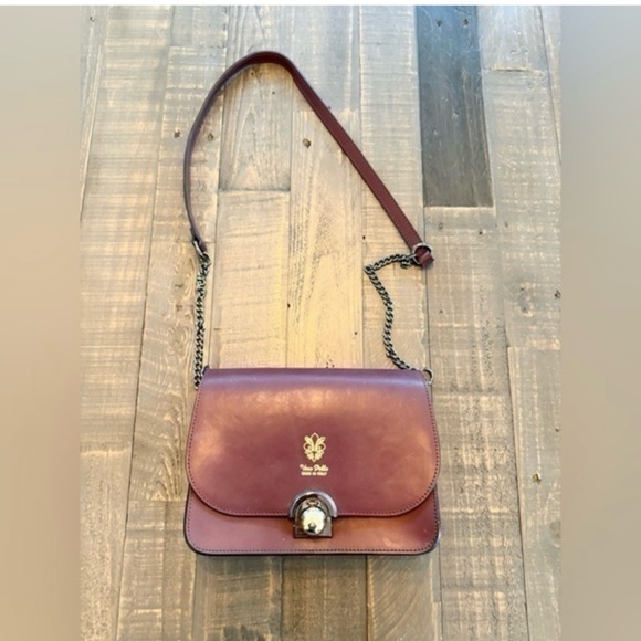 Vera Pelle  Burgundy Leather vintage Shoulder Bag - Picture 1 of 6